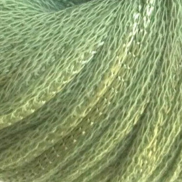 Close-up of green yarn with visible texture