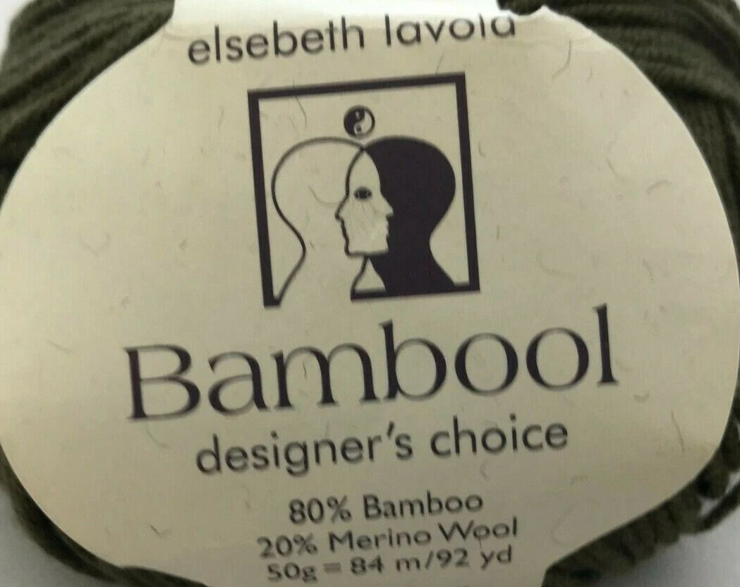 Bamboo yarn ball with 'Bambool' label on a white background