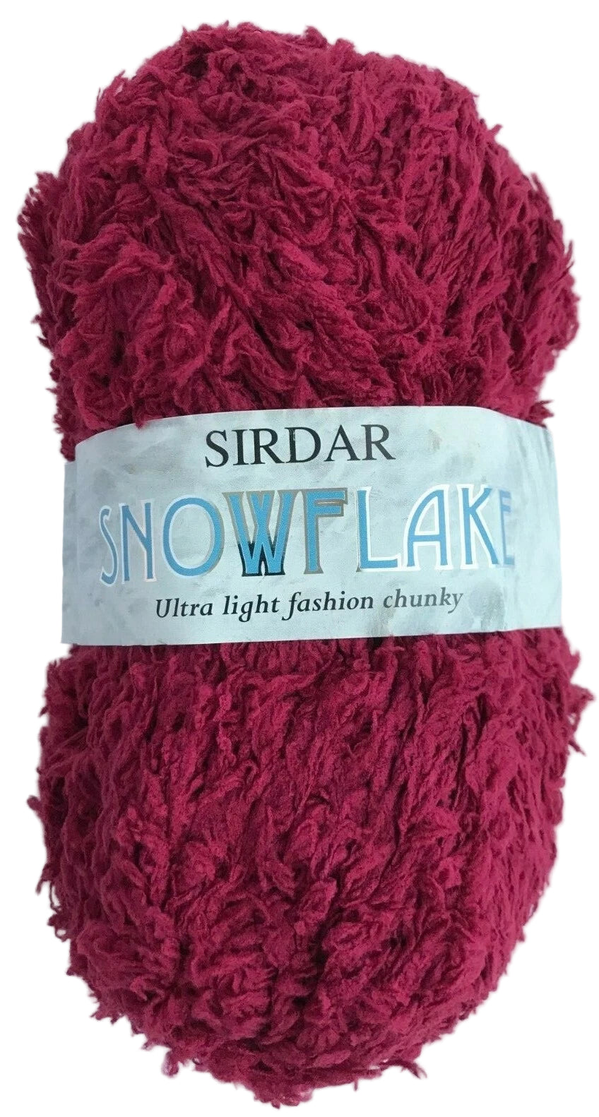 Red skein of yarn with a Sirdar Snowflake label on a white background