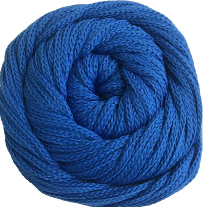 Blue yarn ball on a white background
