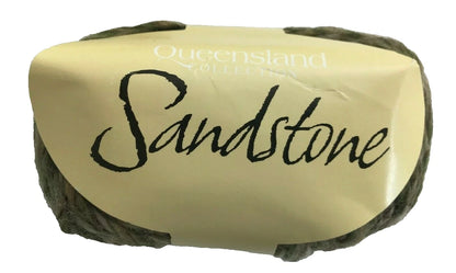 Block of sandstone with 'Queensland Sandstone' branding on a white background