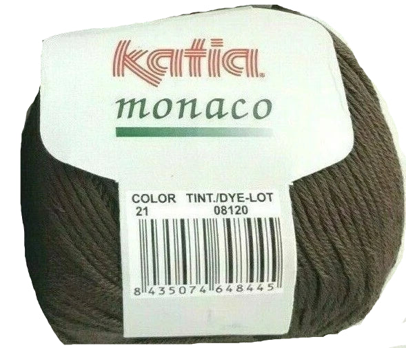 Ball of yarn with a Katia Monaco label on a white background