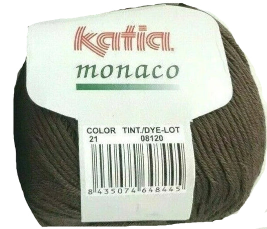Ball of yarn with a Katia Monaco label on a white background