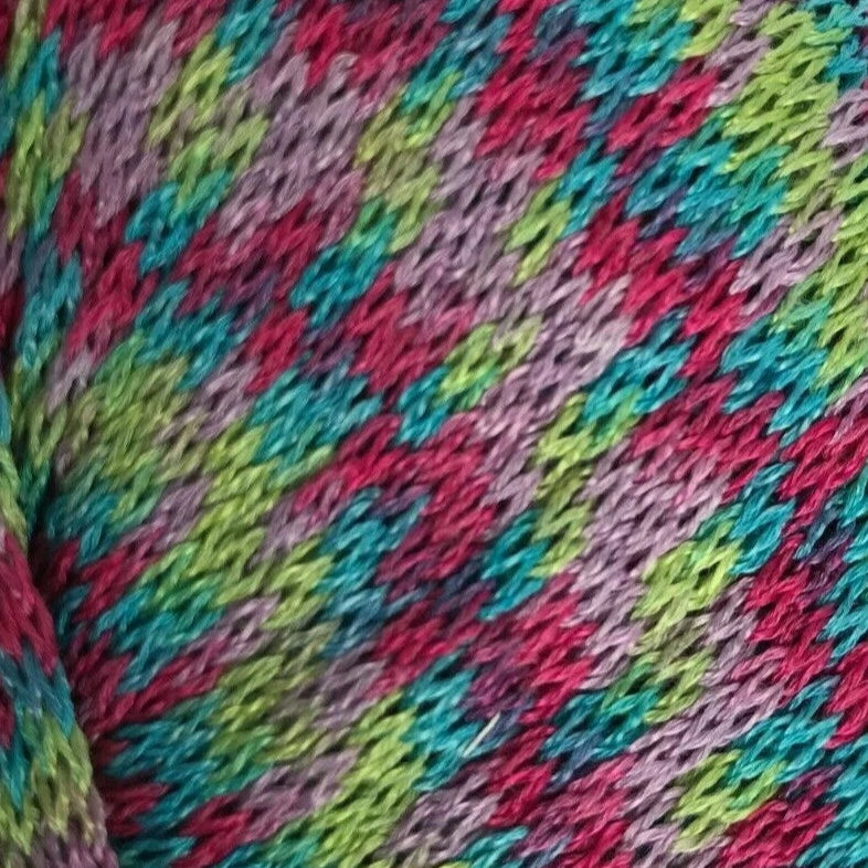 Close-up of multicolored yarn with a textured pattern