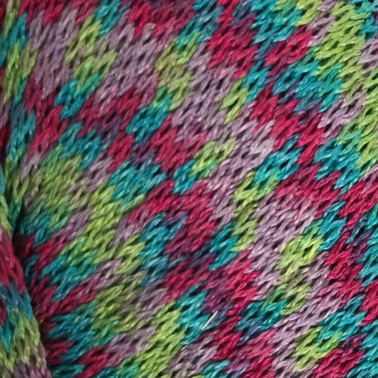 Close-up of multicolored yarn with a textured pattern