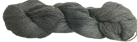 Gray skein of yarn on a white background