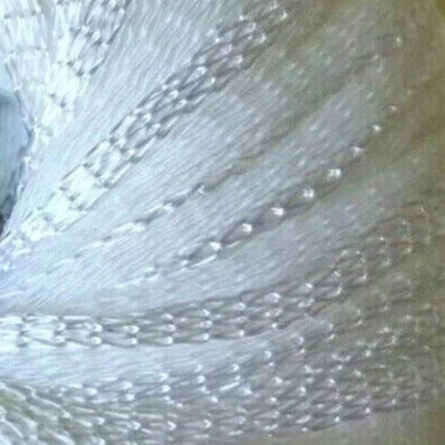 Close-up of white yarn with visible texture
