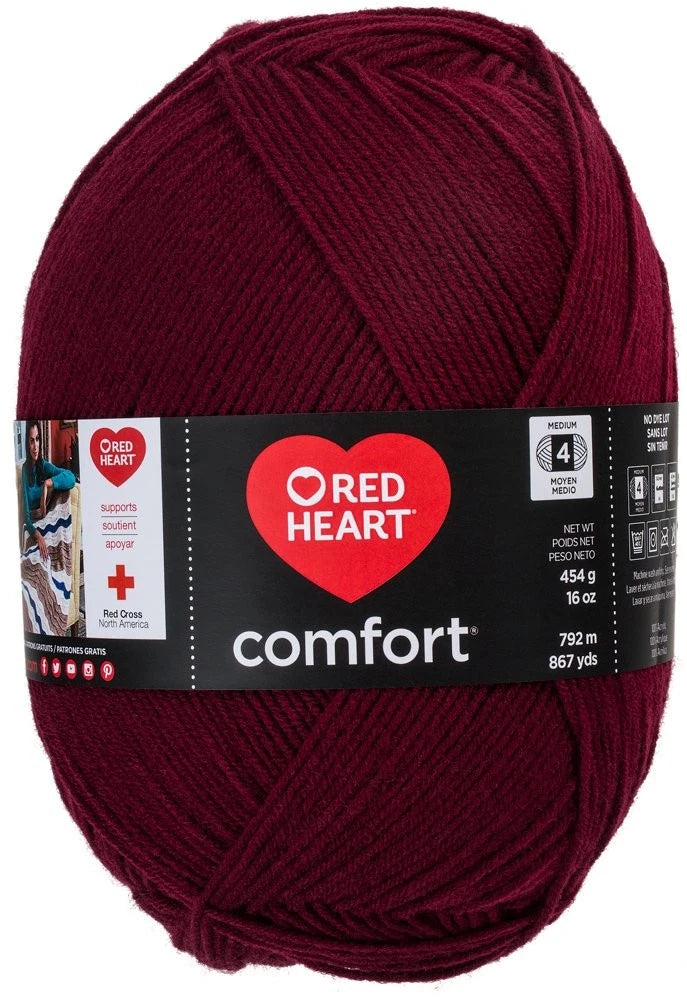 Red Heart Comfort Huge Yarn Skein - Burgundy / Wine 1000g