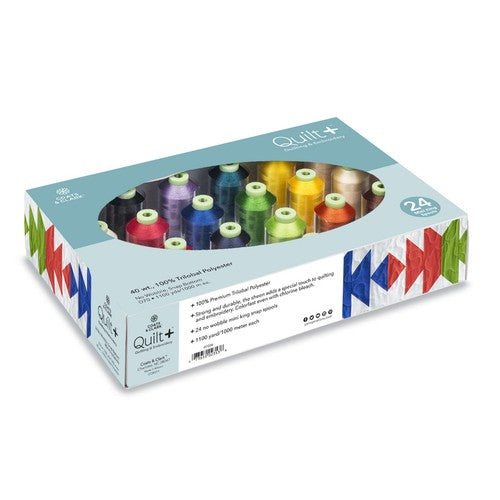 Coats Quilt+ Quilting & Embroidery Essential Solids Thread 24 Spool Set
