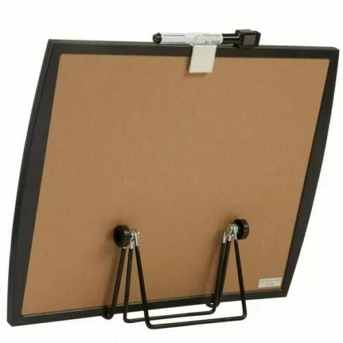 Black frame with a stand and cork board on a white background