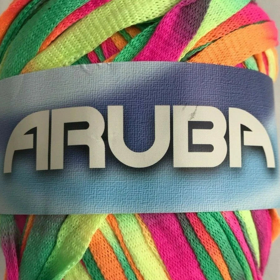 Colorful yarn with an Aruba label